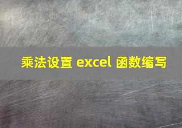 乘法设置 excel 函数缩写